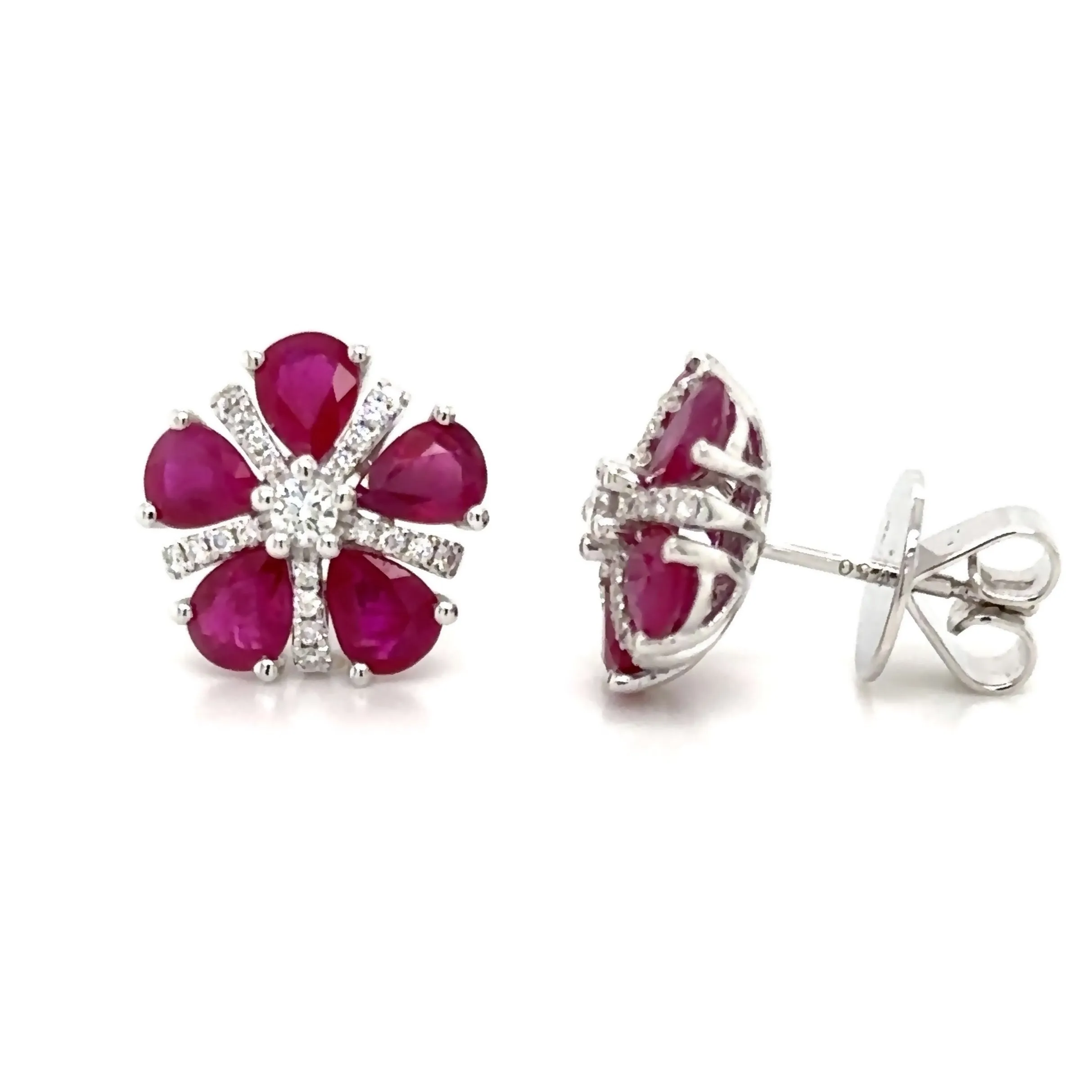 3.89ct tw Ruby and Diamond Stud Earrings