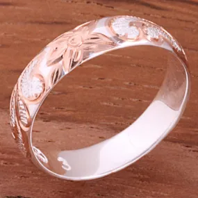 4mm Hawaiian Queen Scroll Two Tone Pink Gold Plated Smooth Edge Toe Ring