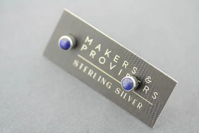 4mm silver stud - lapis