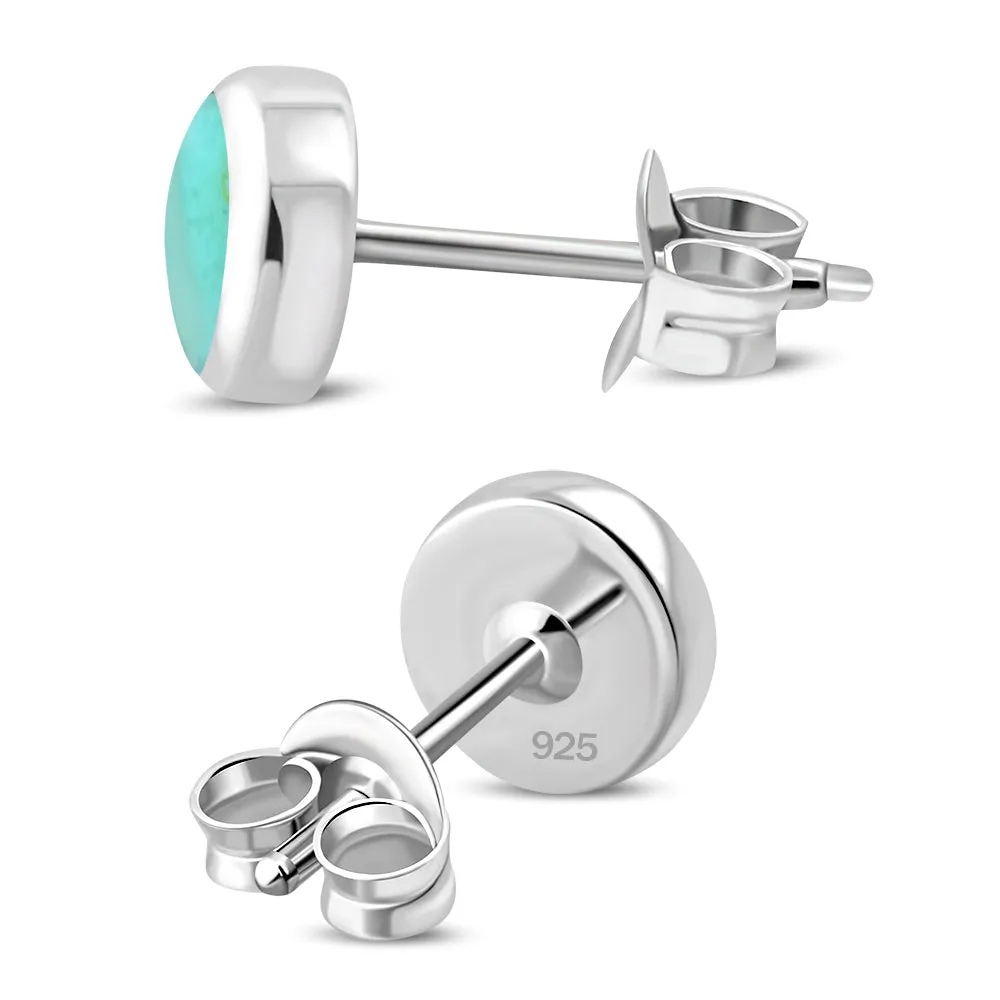 5mm | Round Turquoise Sterling Silver Stud Earrings