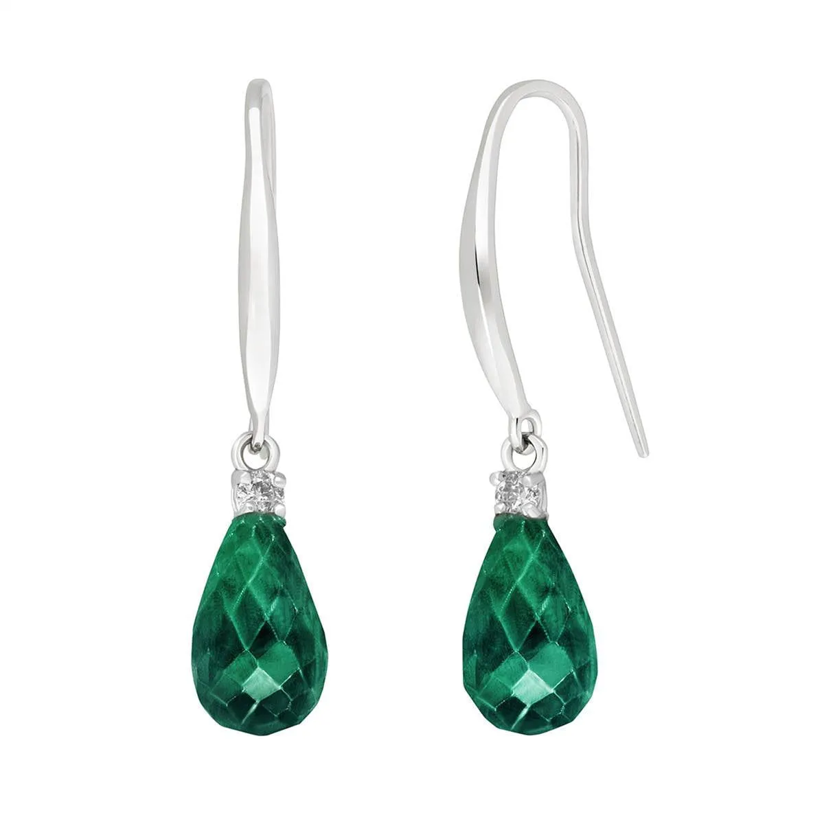 6.7 Carat 14K Solid White Gold Opposites Attract Emerald Diamond Earrings