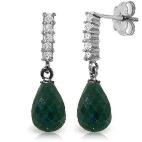 6.75 Carat 14K Solid White Gold Earrings Natural Diamond Emerald