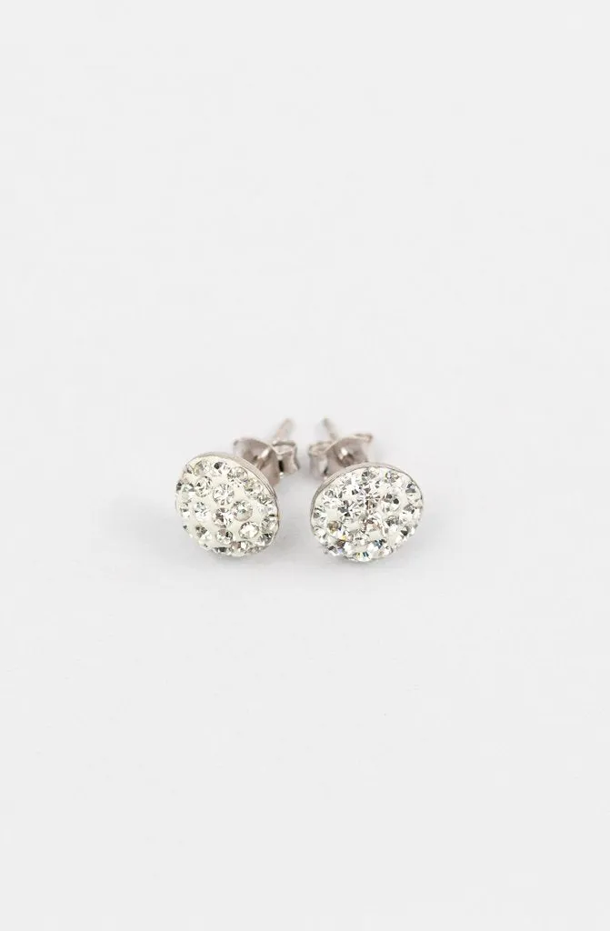 7mm Round Crystal Crystal Sterling Silver Stud Earrings