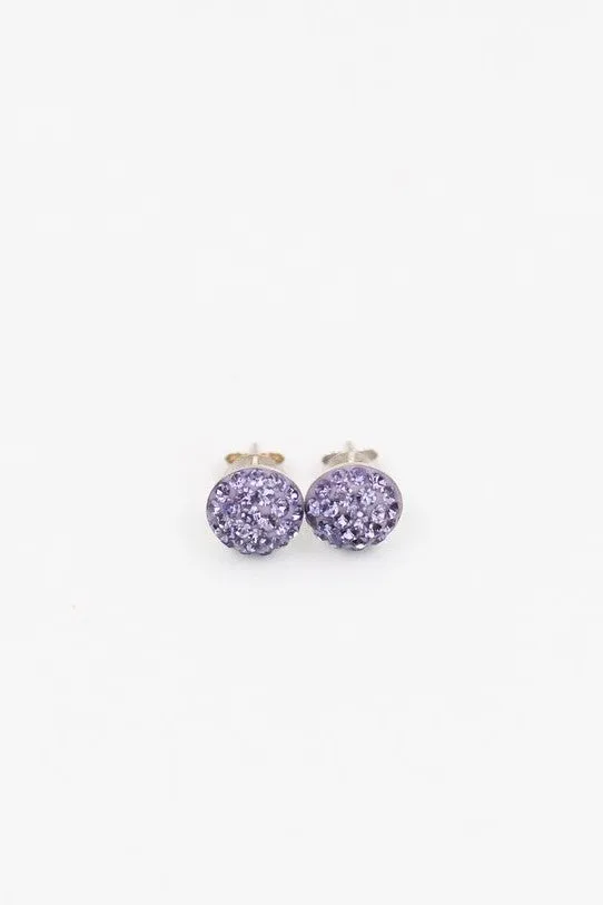 7mm Round Crystal Crystal Sterling Silver Stud Earrings