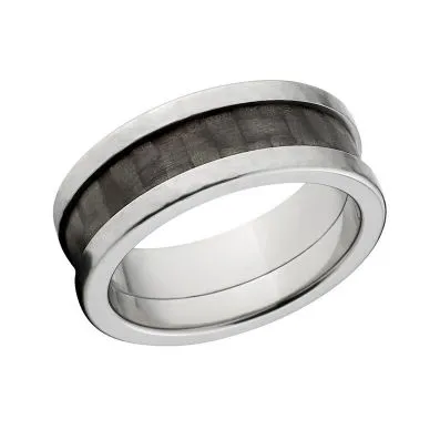 8mm Carbon Fiber Ring w/ Hammered Finish, Carbon Fiber Wedding bands,  USA made,Carbon Fiber Rings: Carbon Fiber Ring 8F Ti HB