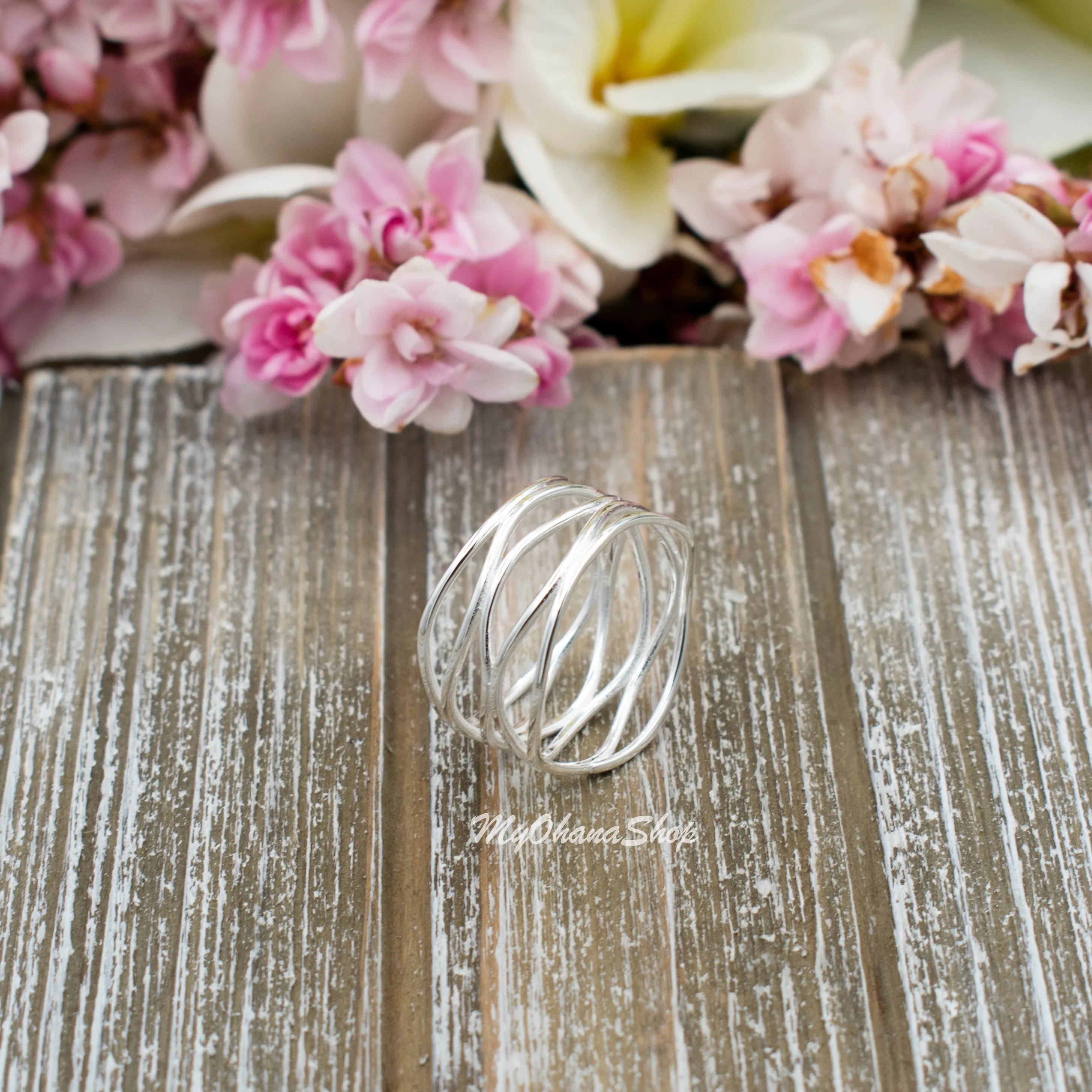 925 Sterling Silver Free Form Wire Ring.  12mm Wide Free Wrapping Wire Ring For Index, Middle, Statement or Thumb Ring. Mother's Day Ring.