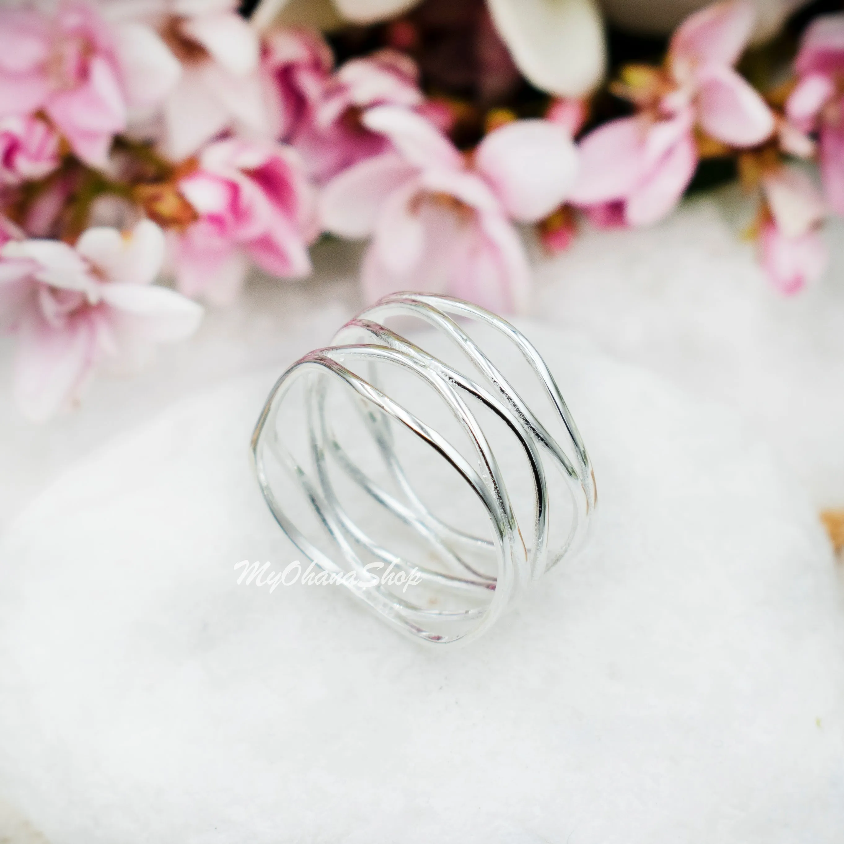 925 Sterling Silver Free Form Wire Ring.  12mm Wide Free Wrapping Wire Ring For Index, Middle, Statement or Thumb Ring. Mother's Day Ring.