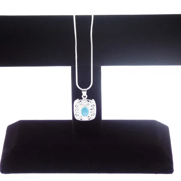 925 Sterling Silver Necklace with Ocean Blue Stone