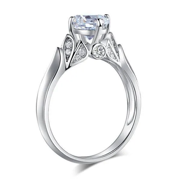 925 Sterling Silver Wedding Promise Anniversary Ring 1.25 Ct Created Zirconia Jewelry MXFR8259