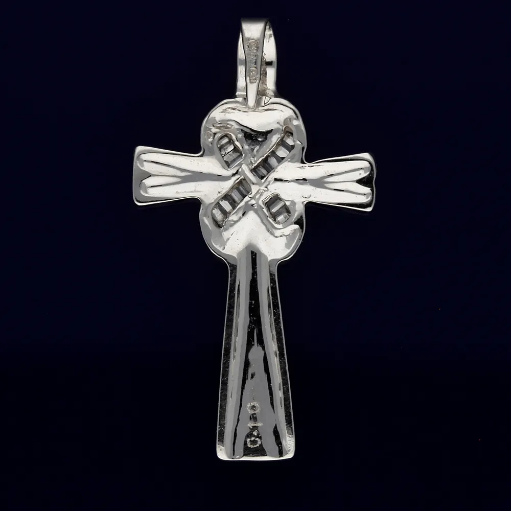 9ct White Gold Diamond Cross Pendant