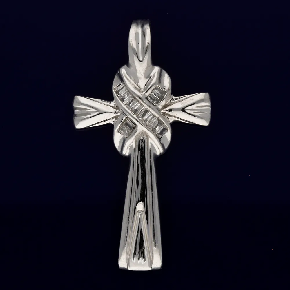 9ct White Gold Diamond Cross Pendant