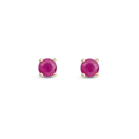 9ct Yellow Gold 4mm Claw Set Ruby Stud Earrings 0.6ct