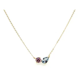 9ct Yellow Gold Toi Et Moi Aquamarine And Pink Cz Pendant