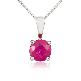 9K White Gold 5mm Round Ruby Pendant