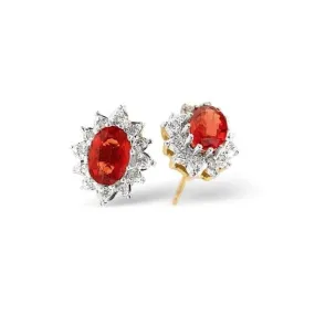 Acotis Diamonds Ruby And Diamond 9K Yellow Gold Earrings Z1069