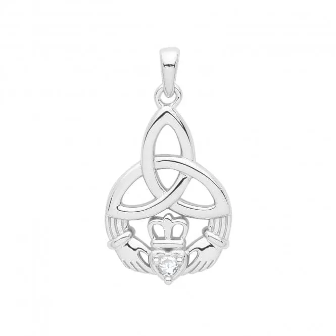 Acotis Silver Pendant Rhodium Celtic Cladgh G61058