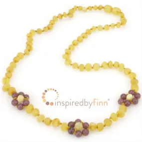 Adult Baltic Amber Necklace - Lemon Lepidolite