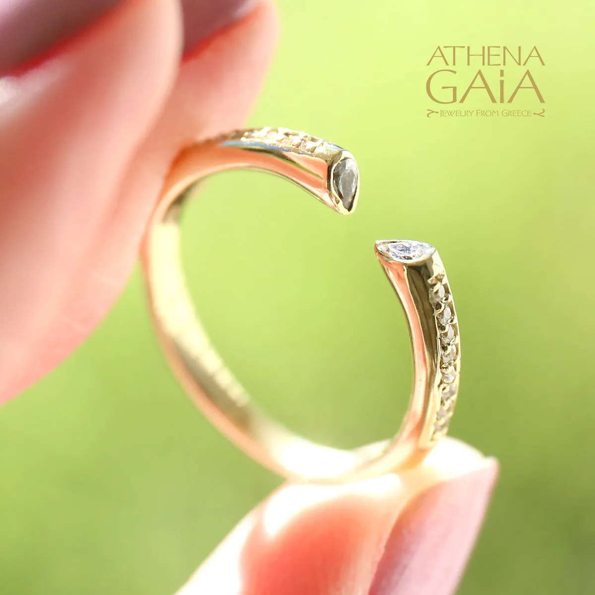 Al'Oro Open Face Modern Teardrop Ring