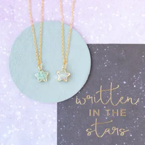 Amazonite or Moonstone Gemstone Star Charm Necklace