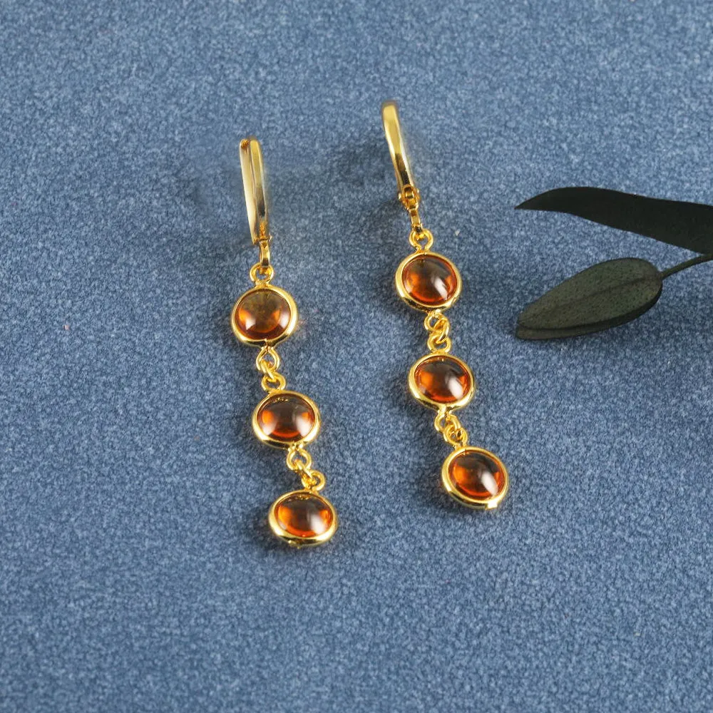 Amber Dots 24K Gold-Plated Copper Necklace Barceket Jewelry Set Gift Present for Woman