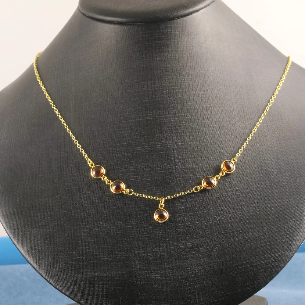 Amber Dots 24K Gold-Plated Copper Necklace Barceket Jewelry Set Gift Present for Woman