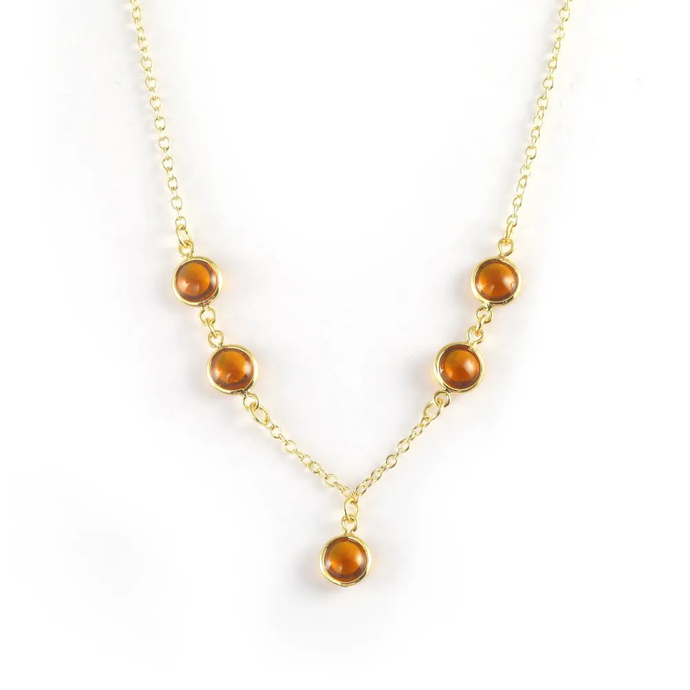 Amber Dots 24K Gold-Plated Copper Necklace Barceket Jewelry Set Gift Present for Woman