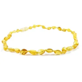 Amber Monkey Polished 12-13 Inch Necklace, Lemon Bean Pop