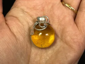 AMBER Pendant - Sterling Silver - Crystal Pendant, Fine Jewelry, Healing Crystals and Stones, L2273