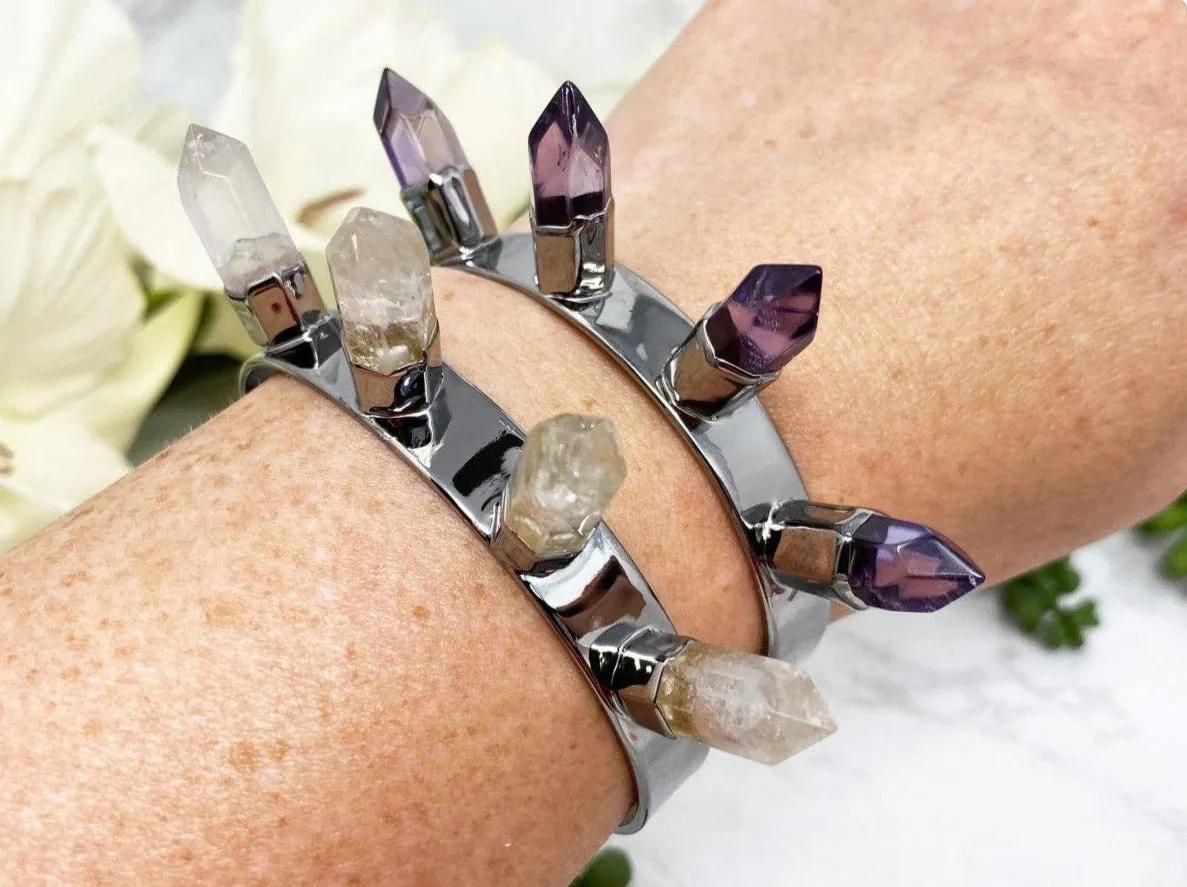 Amethyst or Quartz Spike Bracelet