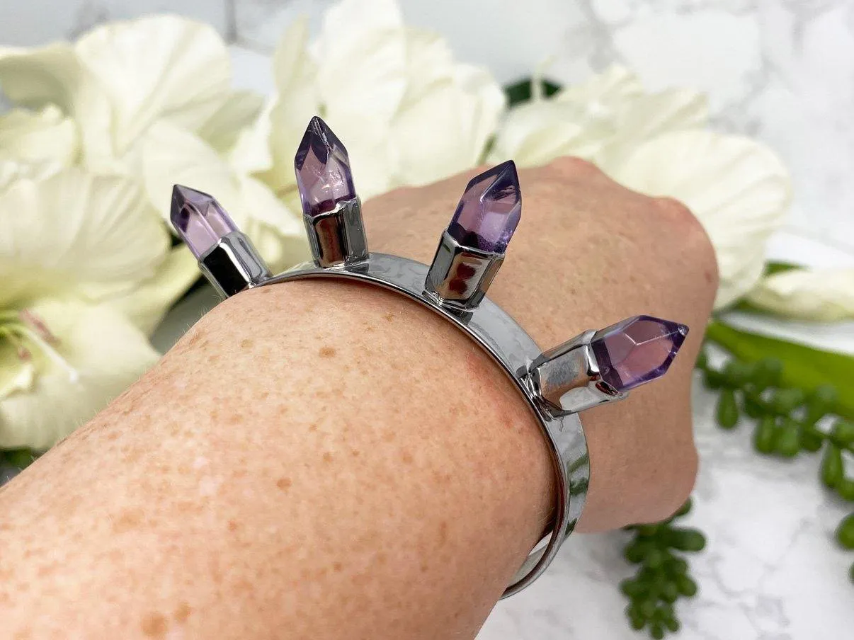 Amethyst or Quartz Spike Bracelet