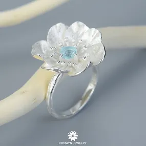 Anemone Flower Topaz Ring