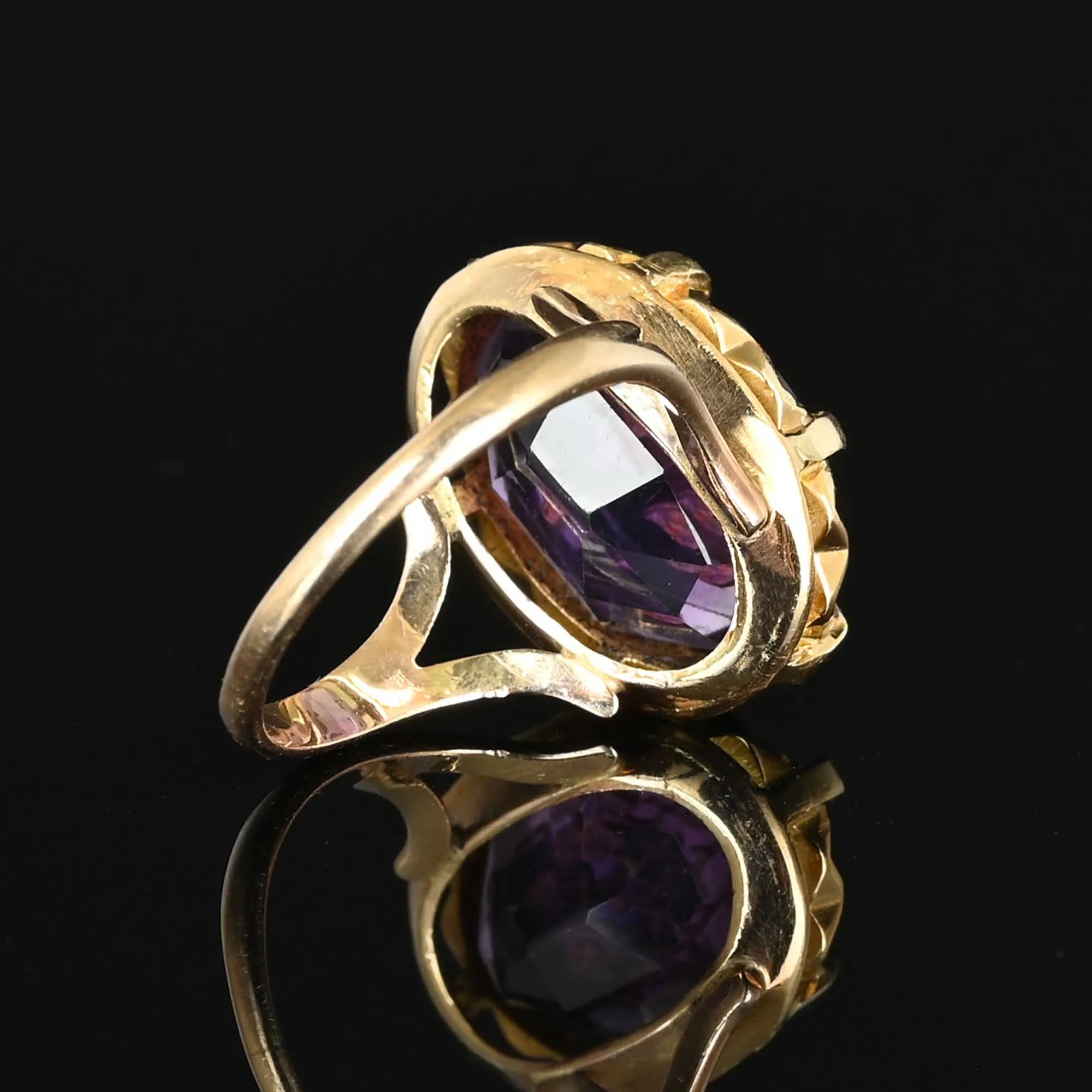 Antique Diamond Rose Of Sharon Amethyst Ring