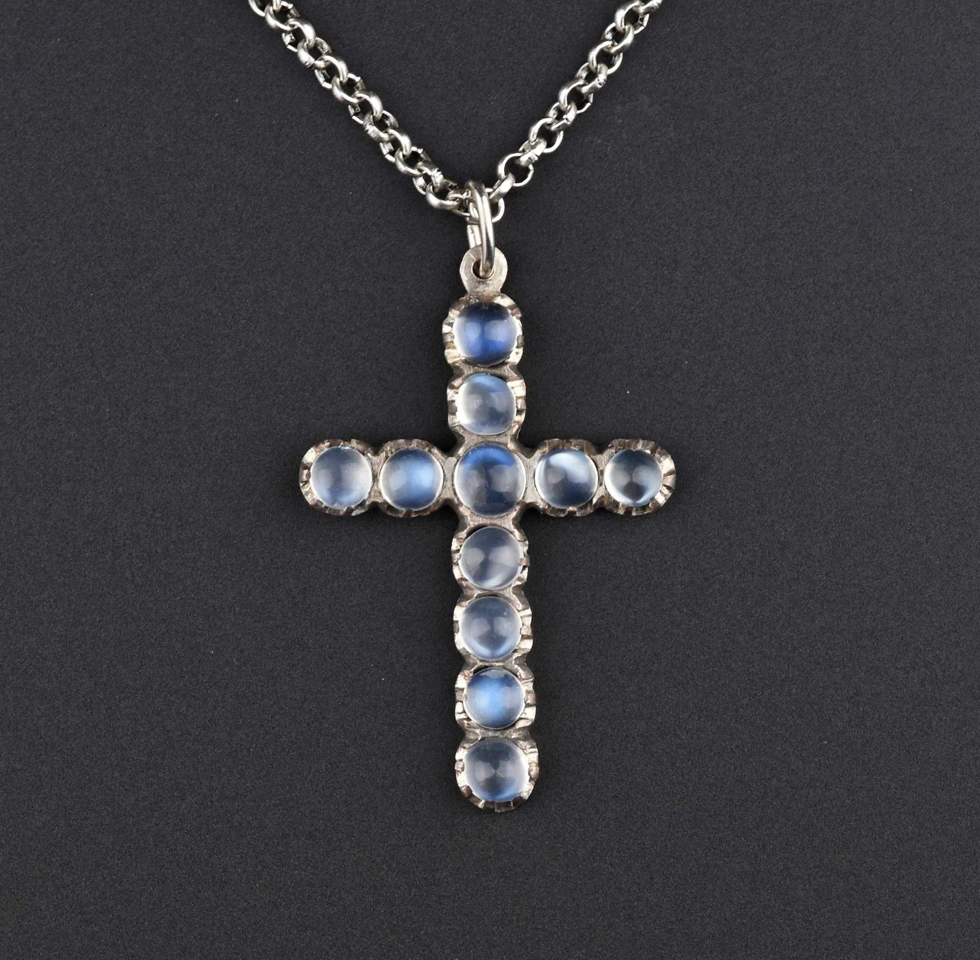 Antique Moonstone Cabochon Cross Necklace ON HOLD