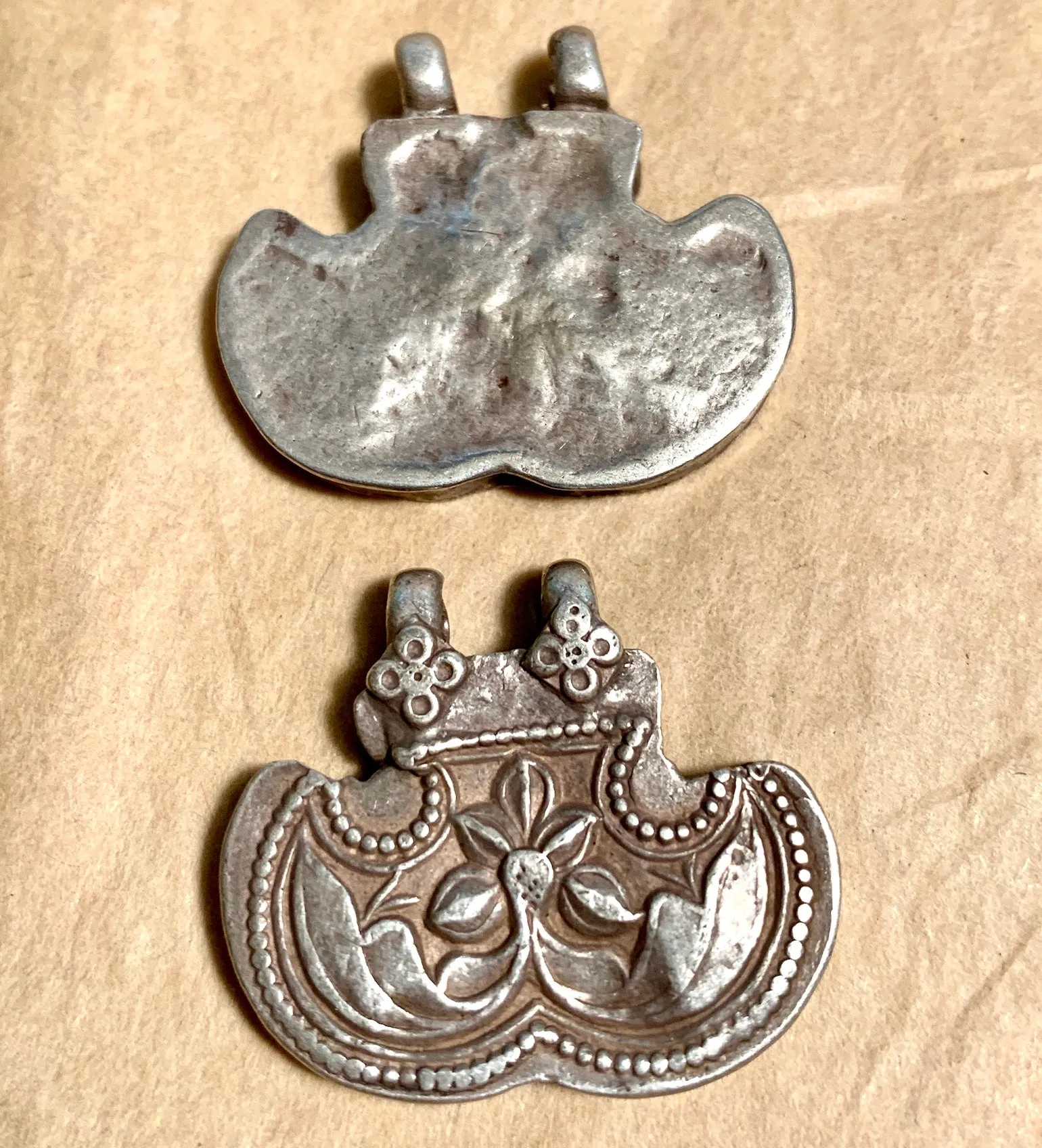 Antique Silver Floral Pendant, India