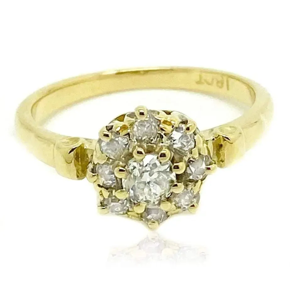 Antique Victorian 0.5ct Diamond Cluster 18ct Gold Ring