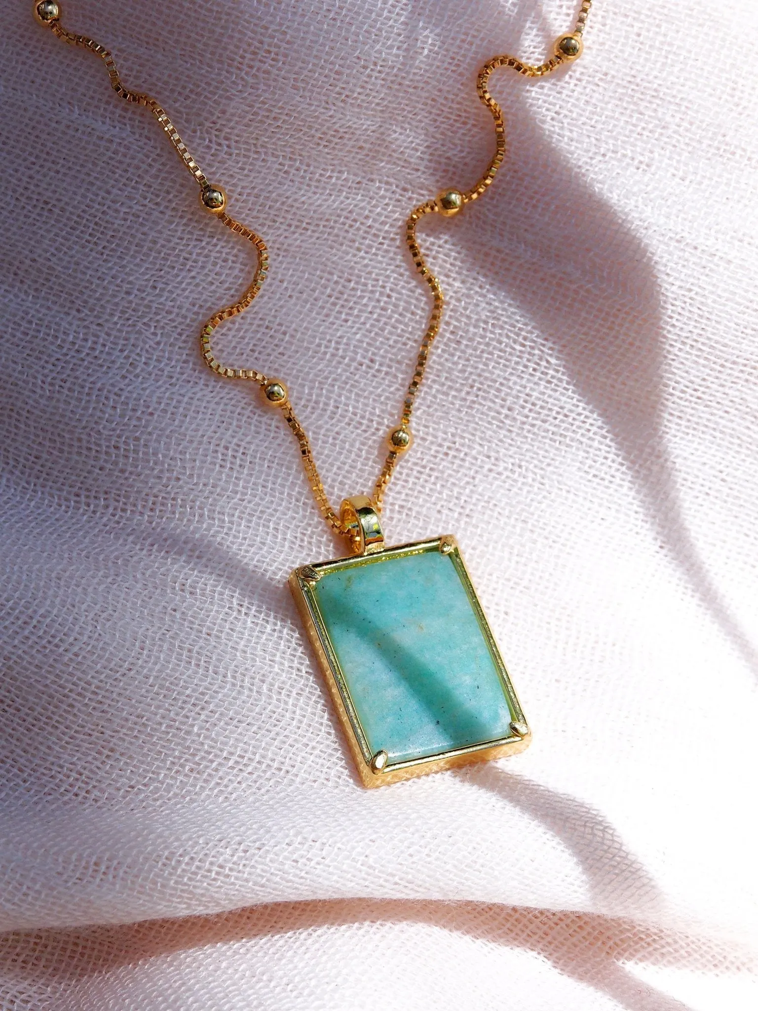 Aquamarine Gemstone Gold Pendant Necklace - Kai