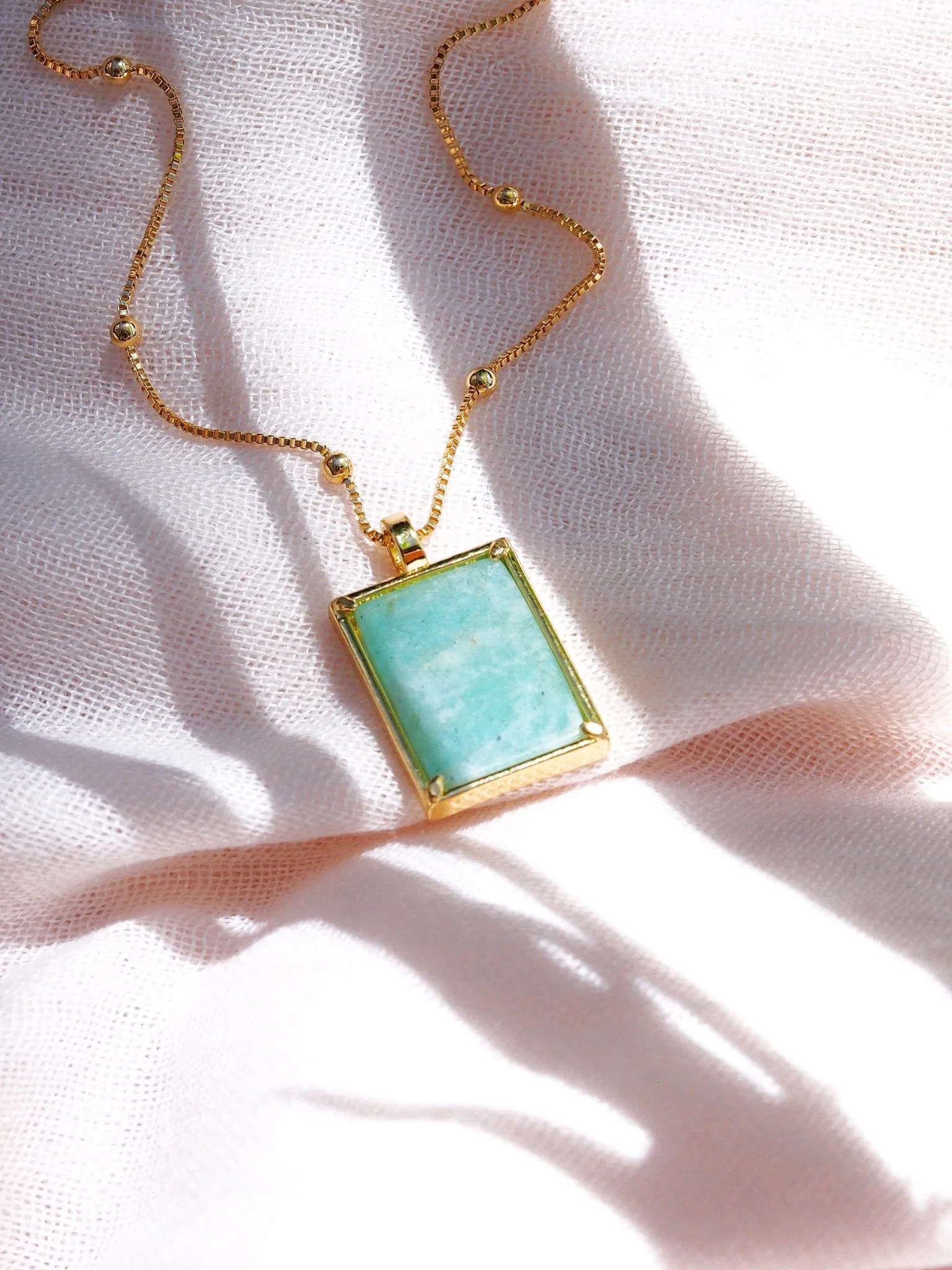 Aquamarine Gemstone Gold Pendant Necklace - Kai