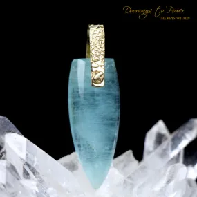 Aquamarine Light Language Crystal Pendant 18k