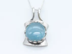 Aquamarine Necklace - Vintage Aqua Necklace - Square Statement Pendant