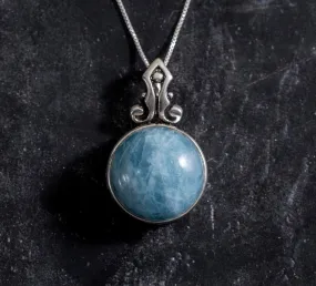 Aquamarine Pendant - Statement Aquamarine Necklace - Blue Ancient Necklace