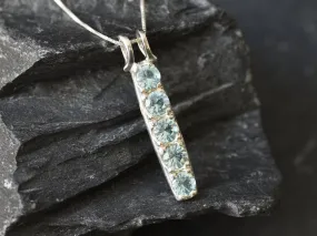 Aquamarine Pendant - Vertical Aqua Necklace - Layering Necklace