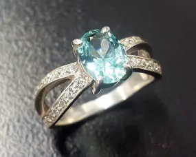 Aquamarine Ring - Blue Engagement Ring - Classy Vintage Ring