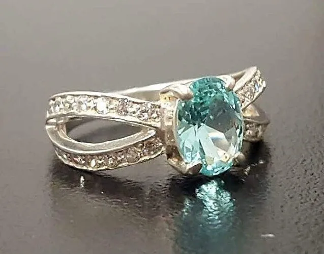 Aquamarine Ring - Blue Engagement Ring - Classy Vintage Ring