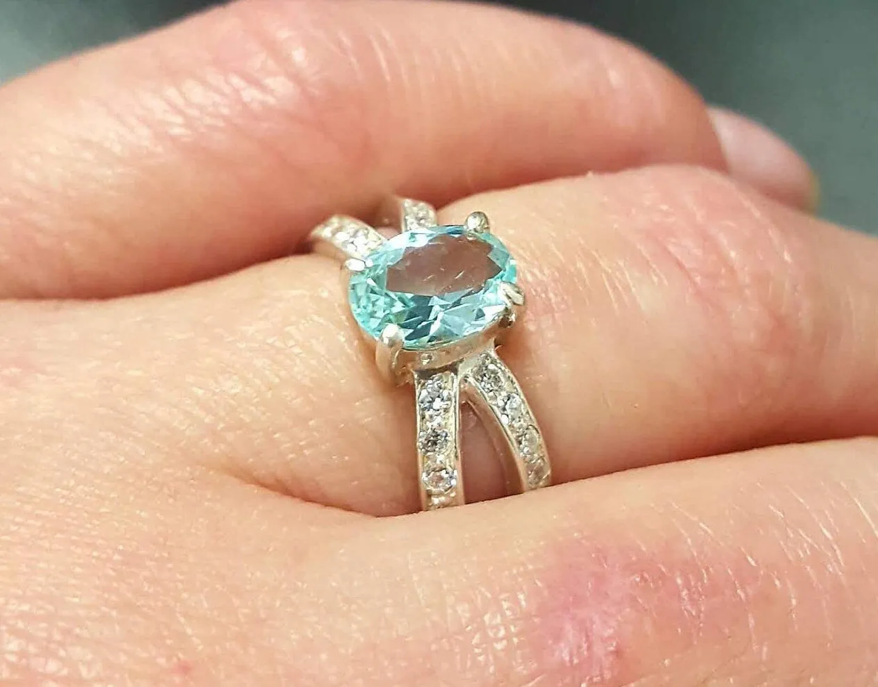 Aquamarine Ring - Blue Engagement Ring - Classy Vintage Ring