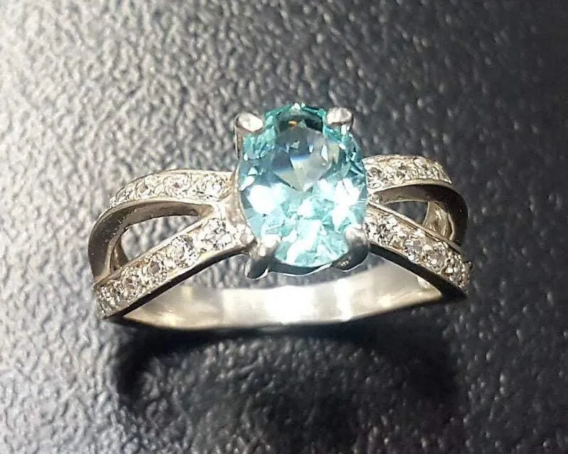 Aquamarine Ring - Blue Engagement Ring - Classy Vintage Ring