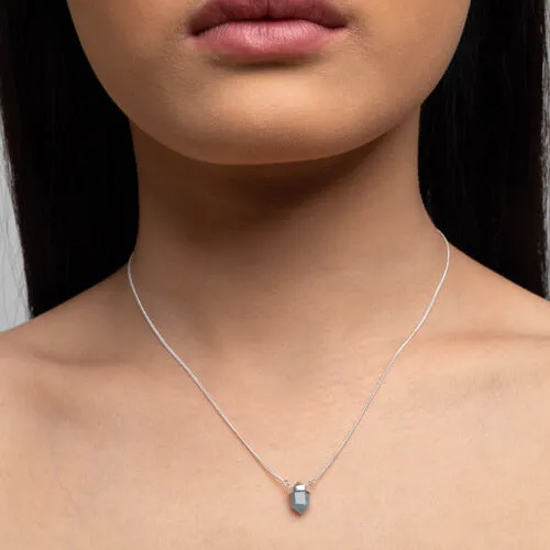 Aquamarine with Silver Wrap Necklace