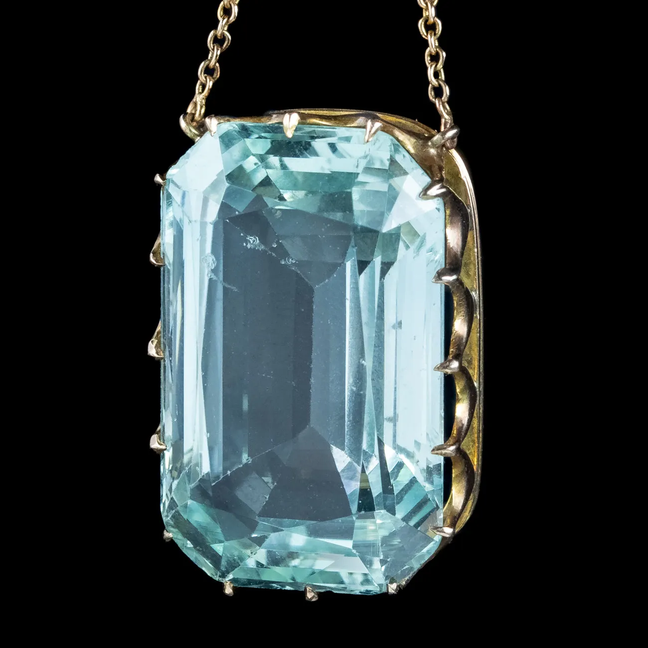 Art Deco Aquamarine Lavaliere Necklace 15ct Gold 25ct Aqua