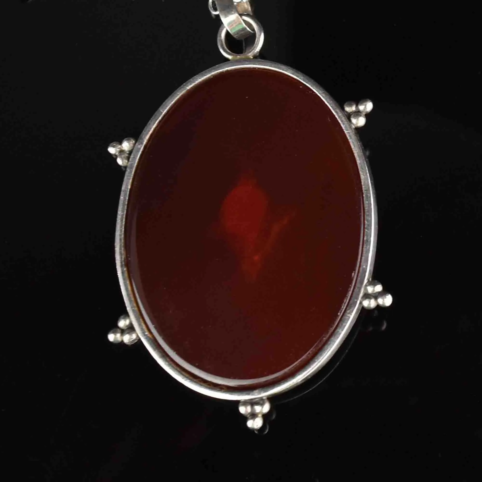 Arts and Crafts Silver Carnelian Moonstone Pendant Necklace