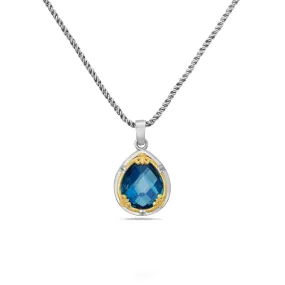 AT 806AT-LB TWO TONE LONDON BLUE TOPAZ MD TEAR NECKLACE