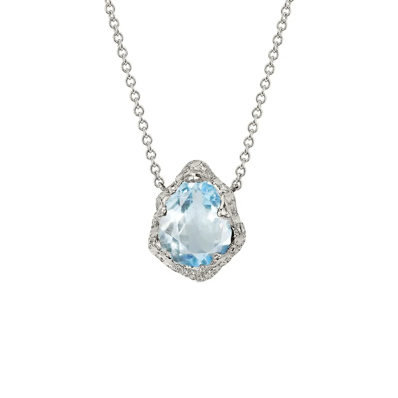 Baby Queen Water Drop Aquamarine Solitaire Necklace